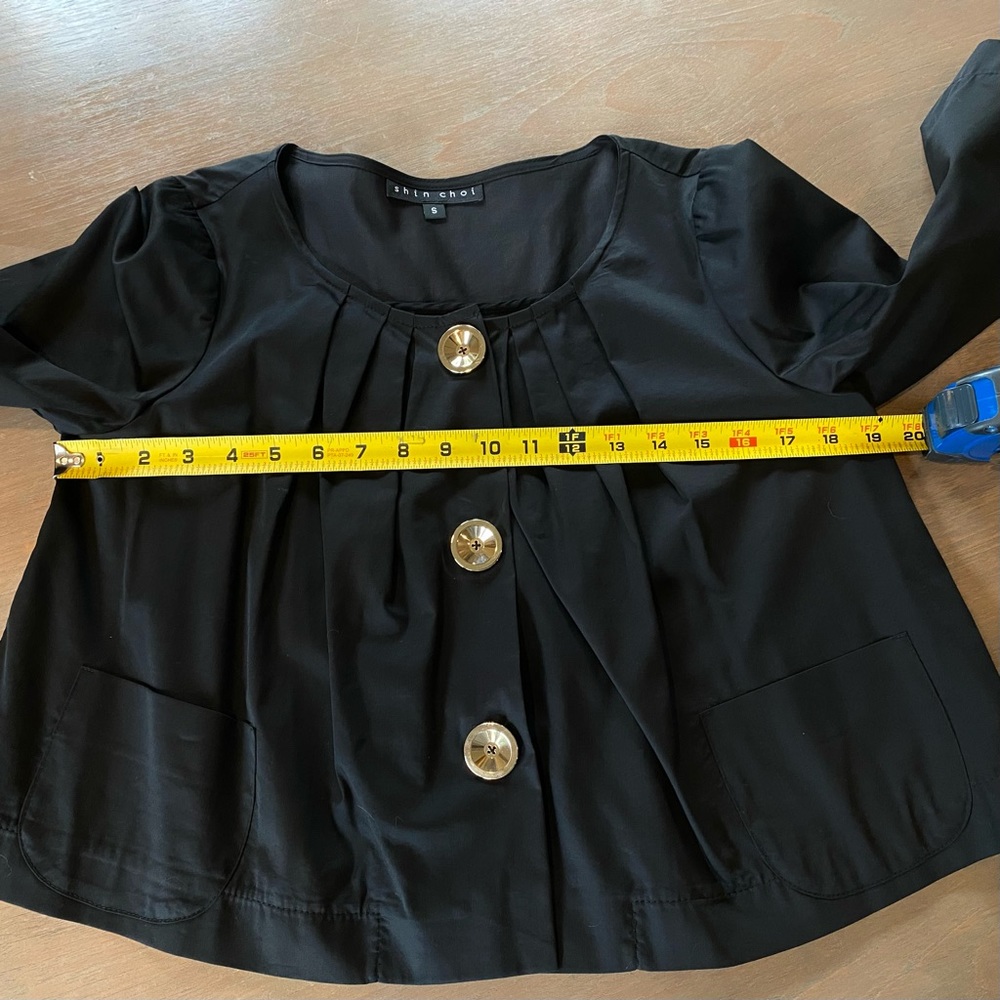Vintage Shin Choi Swing Jacket Short Size Small White 3/4 sleeve Gold Buttons - Picture 6 of 7